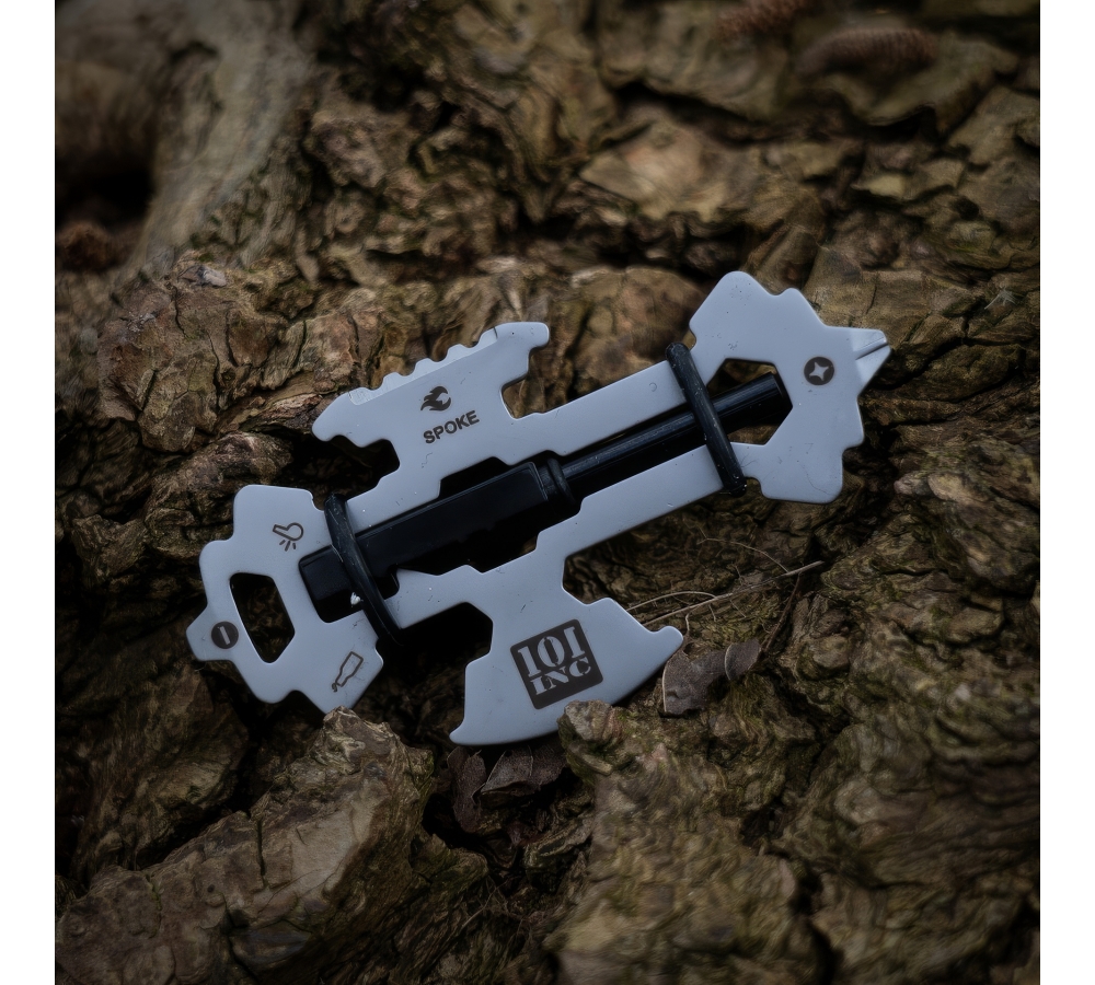 Multitool "SPOKE", 10 funkcji, pręt magnezowy, gwizdek, szary, 101 INC