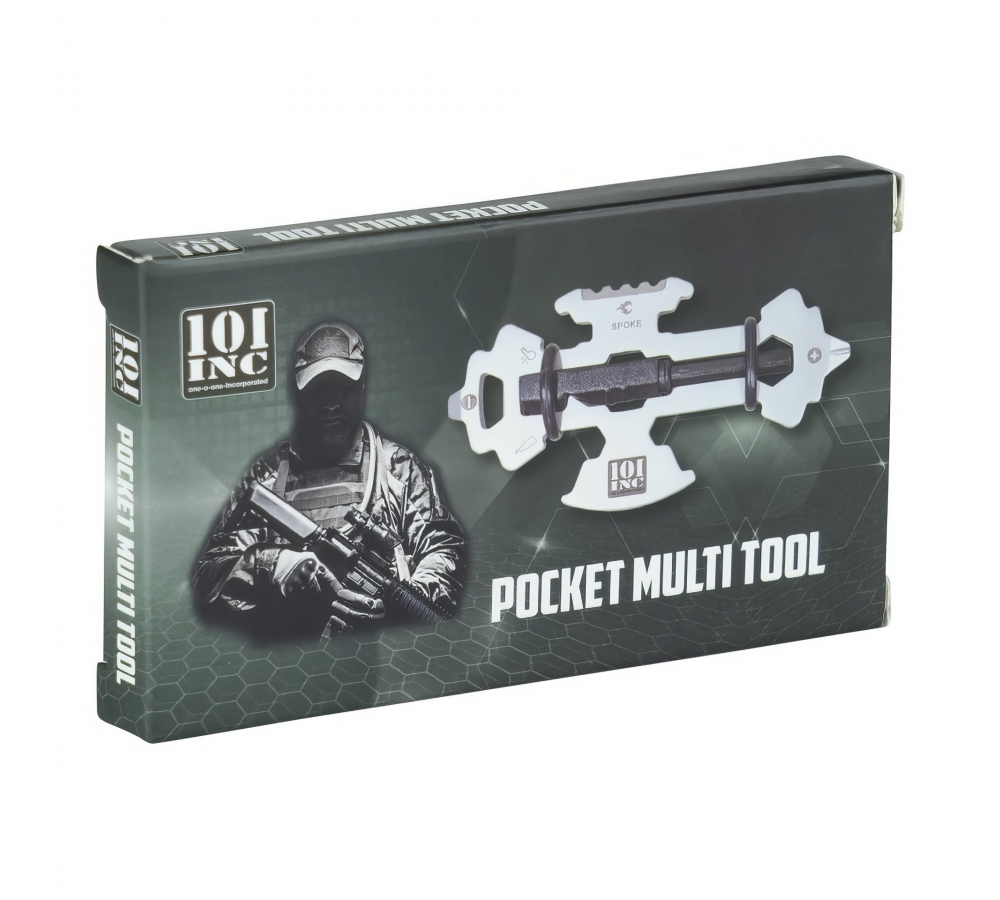 Multitool "SPOKE", 10 funkcji, pręt magnezowy, gwizdek, szary, 101 INC