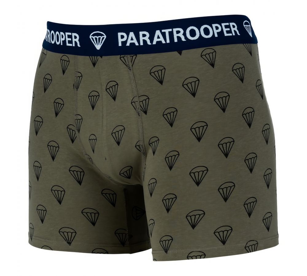Boxerky "Fallschirmjäger", potisk padáků, zelené, Fostex Garments