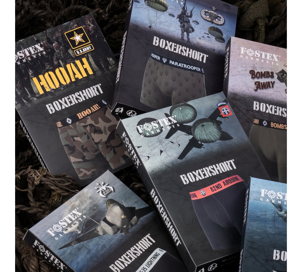 Boxerky "Fallschirmjäger", potisk padáků, zelené, Fostex Garments