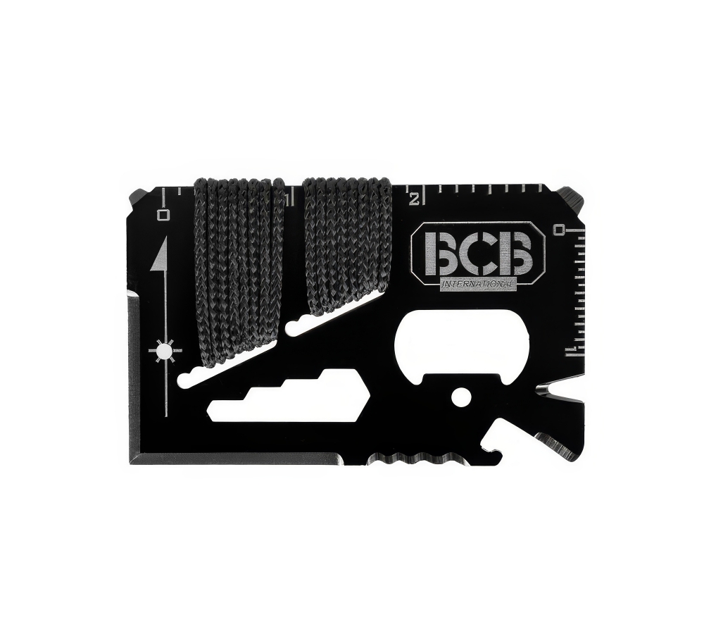 Multitool "Pocket Survival Tool", Edelstahl, Lederetui, schwarz, BCB