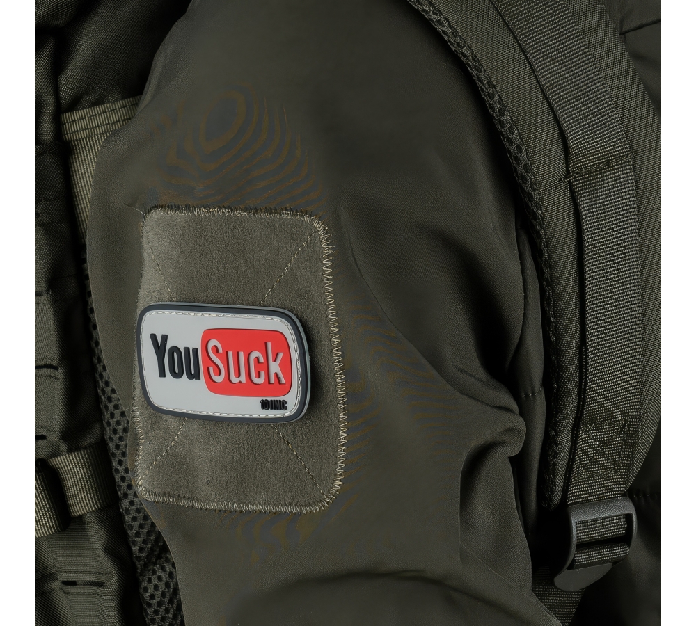 Emblem "You Suck", 3D PVC Patch, grau/schwarz/rot, 101 INC