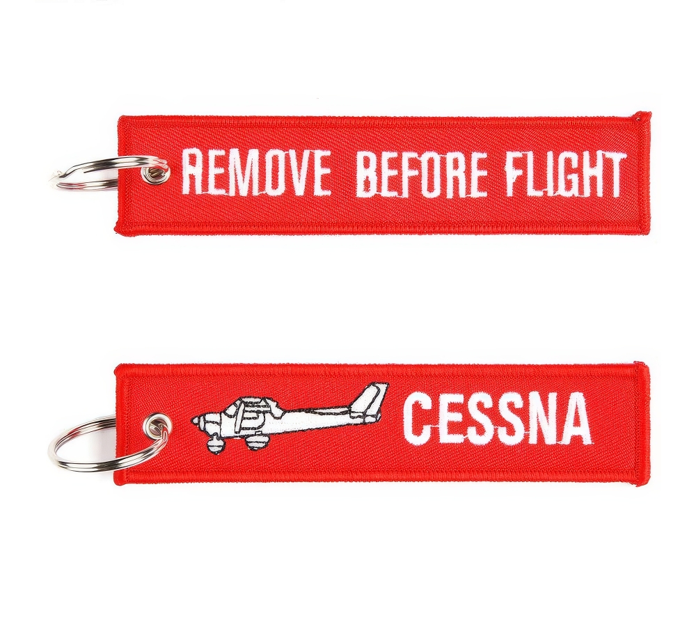 Schlüsselanhänger "Remove Before Flight Cessna", 12,5 × 3 cm, rot, Fostex Garments