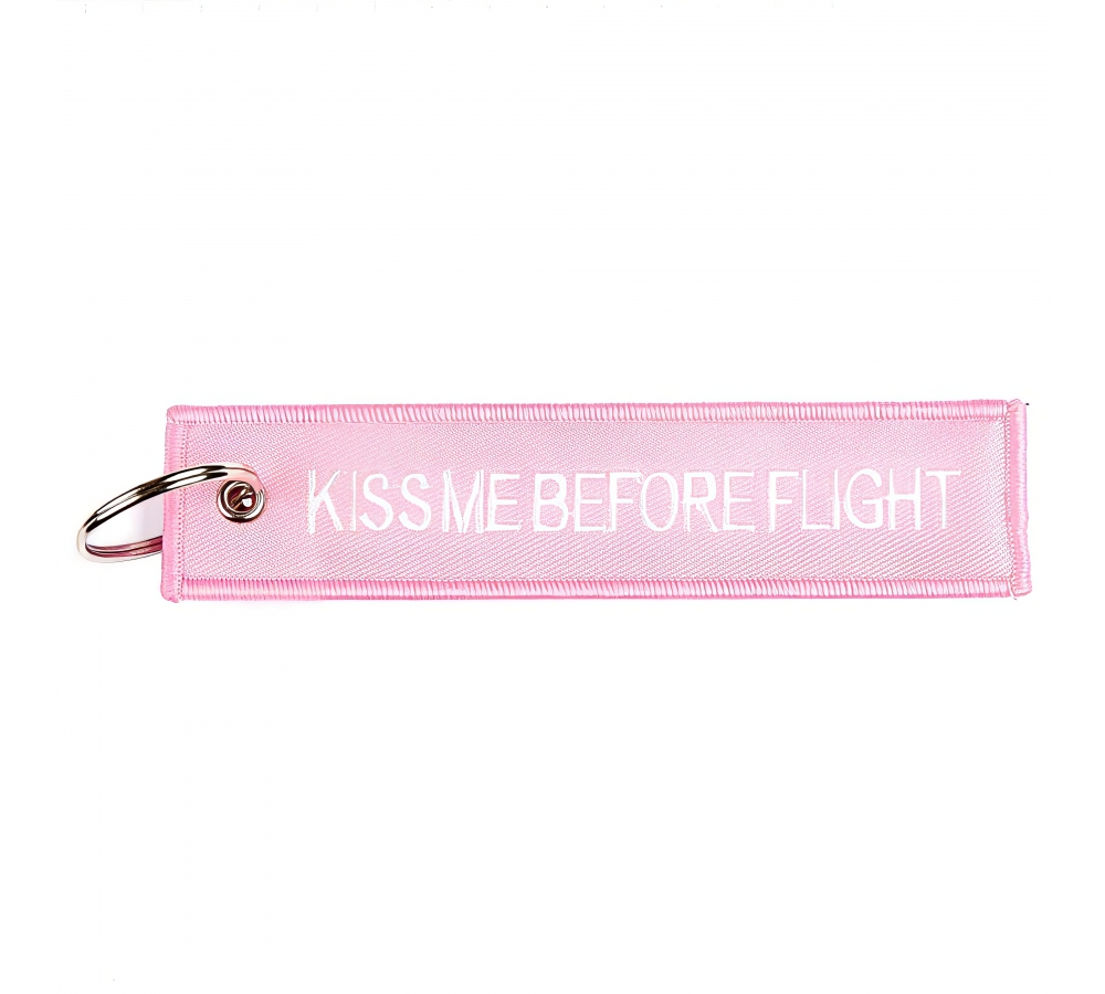 Llavero "Kiss Me Before Flight", 12,5 × 3 cm, rosa, Fostex Garments