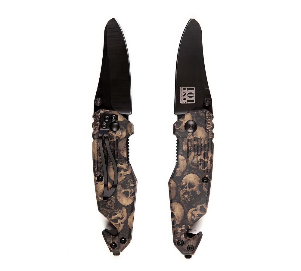 Nůž "Skull Klein Clip", skládací, rozbíječ skla, řezač pásů, černý, 101 INC
