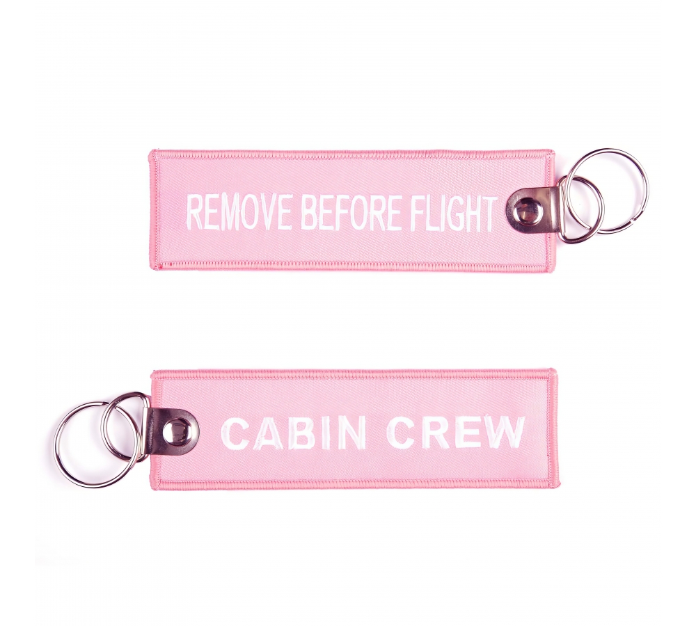 Llavero "Cabin Crew", Remove Before Flight, rosa, Fostex